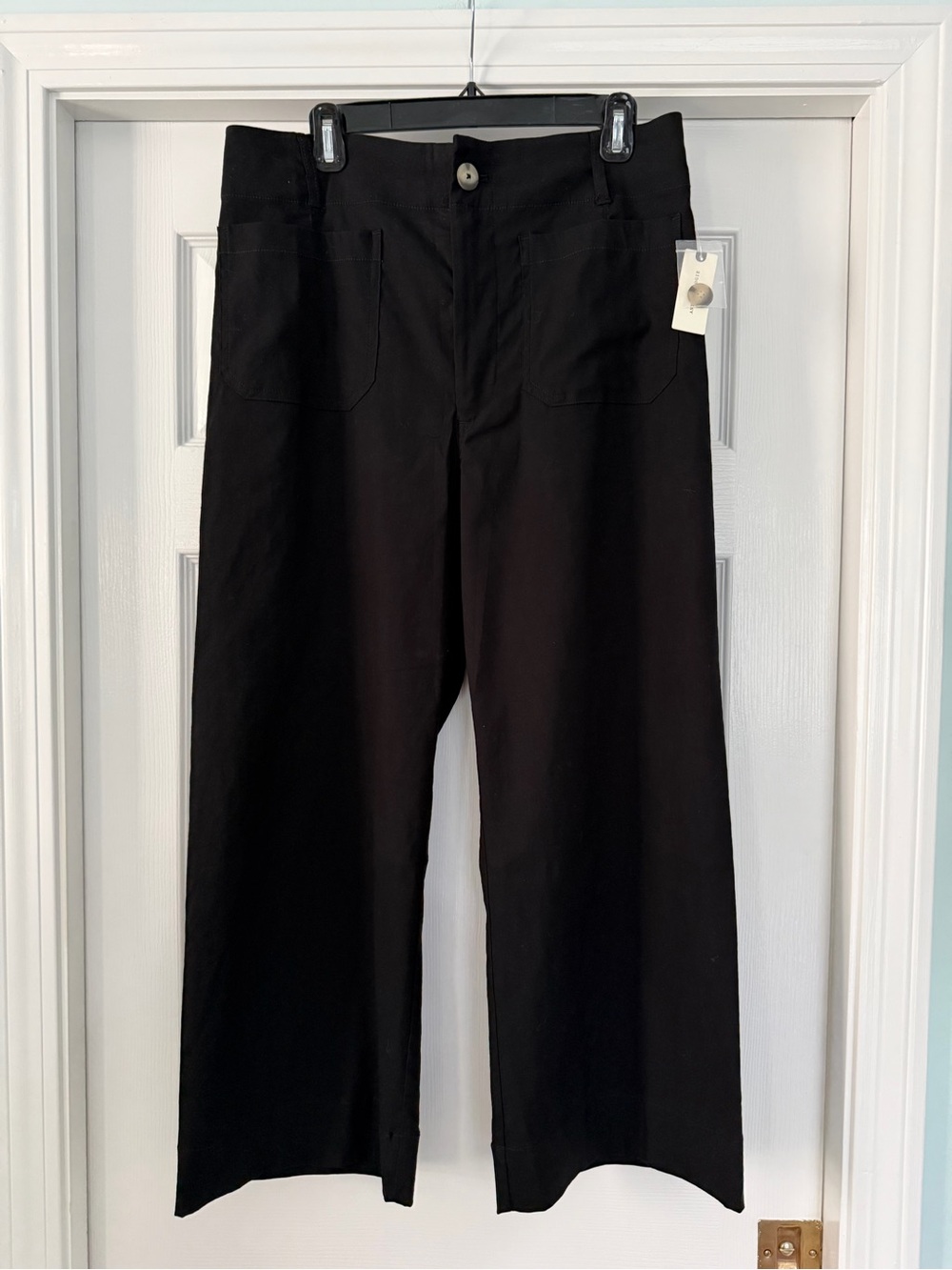 Maeve Colette Cropped Black Wide-Leg Pants - Size 32